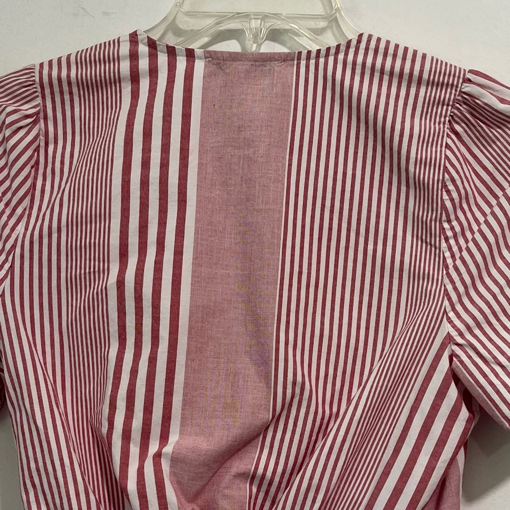 Madewell Ruffle-Hem Bold Stripe Feminine Wrap Top - Picture 13 of 14
